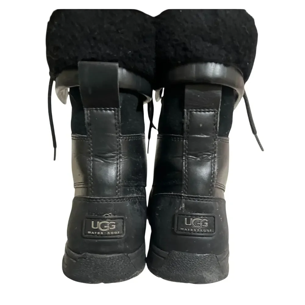 Ugg Kid's Butte II Snow Waterproof Boots Black Big Kid's Size 6 Original Box